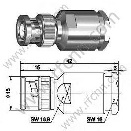 Abrazadera masculina BNC para RG213 RF Conector